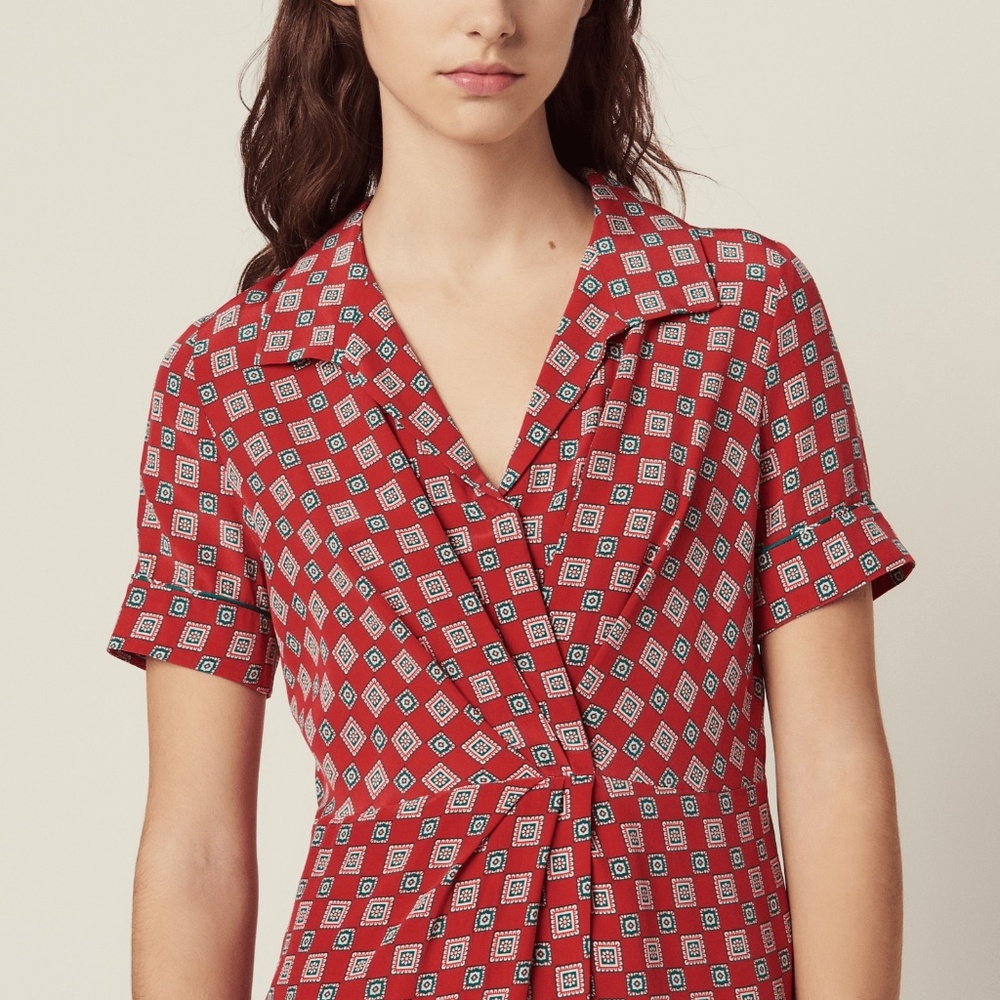 Sandro Red and Cream Checkered Mini Dress - Picture 4 of 4